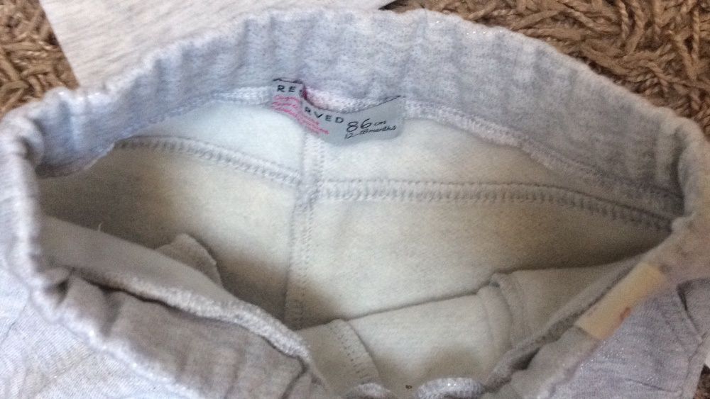 Nowe spodnie dresowe baggy dla dziewczynki reserved 86 cm szare srebrn