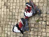 Patins em linha (34,35,36) usados + protecao de joelhos