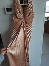 Sukienka w stylu lat 20. Długa złoto beżowa wesele studniówka ślub
