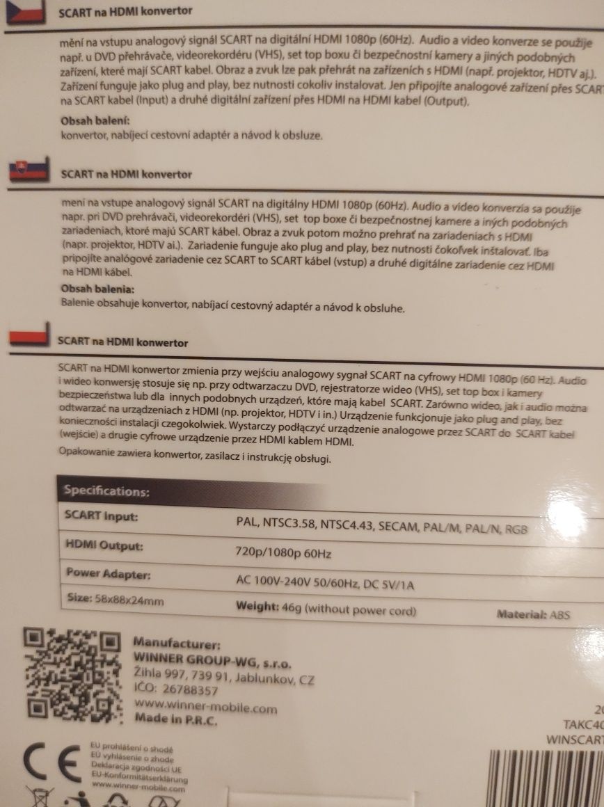 Scart to HDMI konwertor
