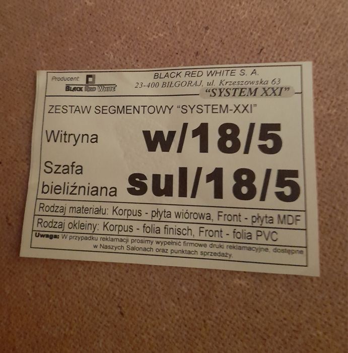 Witryna półka szafka zestaw