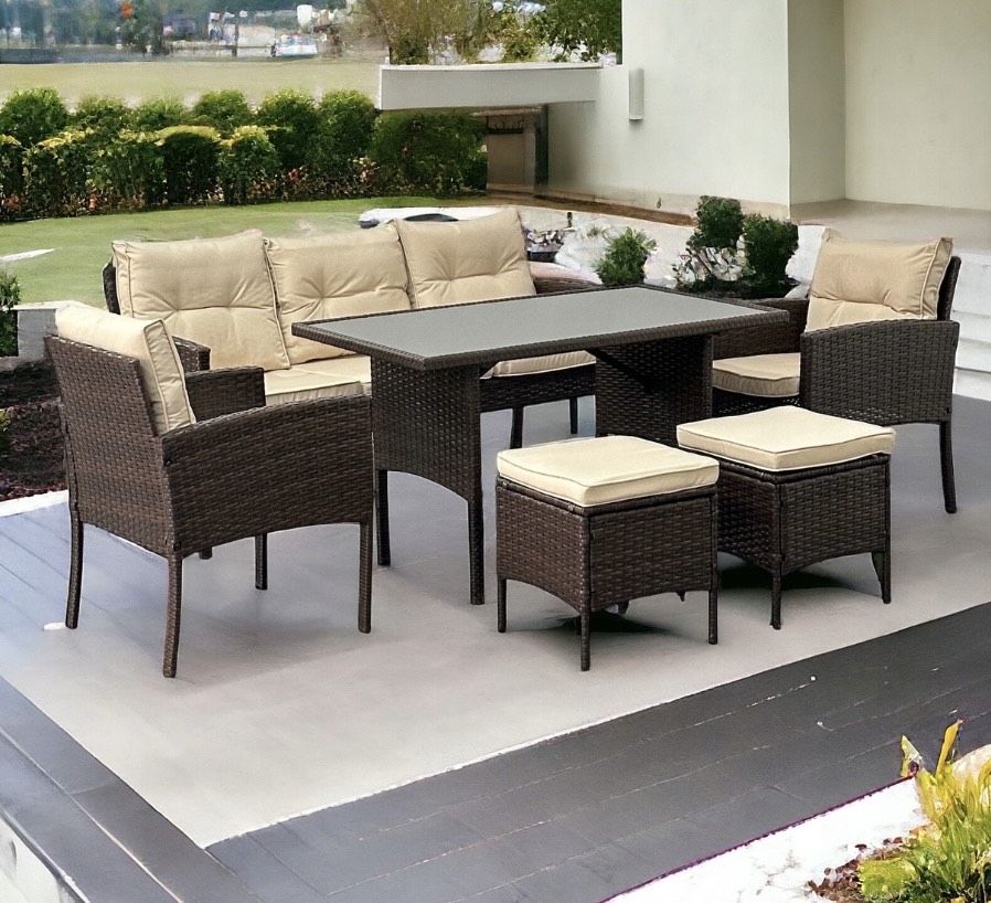 Meble ogrodowe technorattan SOFA fotele pufy stół  nowe