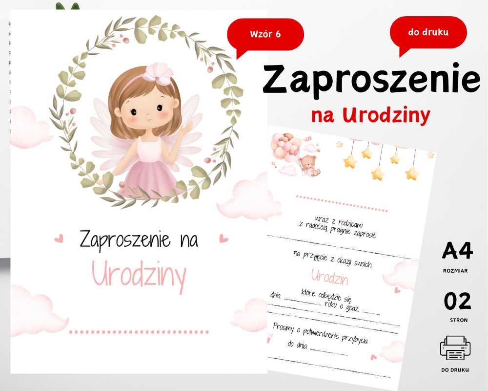 Zaproszenie na Urodziny Roczek Pierwsze Urodziny dziewczynka do druku