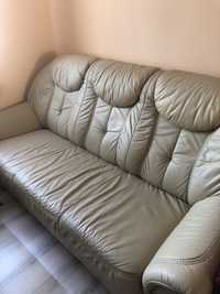 Sofa skórzana beżowa