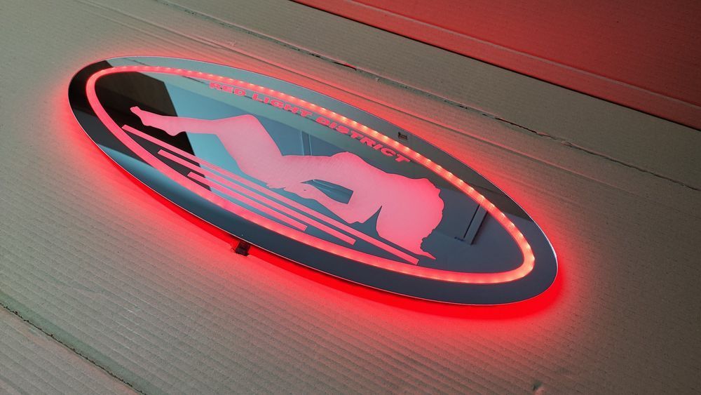 Red light district lustro LED , logo na tylną sciane TIR,I01-CZERW
