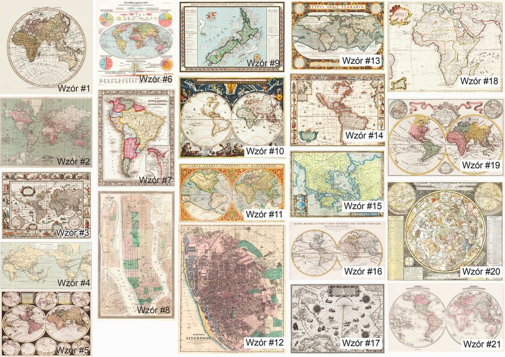 Plakat Poster Obraz Tapeta Vintage Mapa Historyczna Świata Państwa