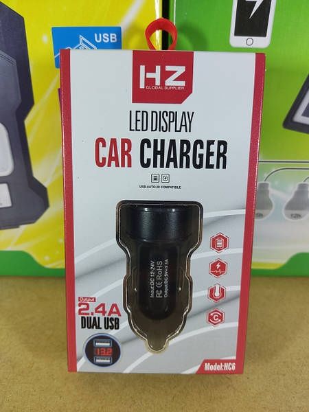 Зарядное устройство Car Charger HC6 адаптер в прикуриватель 2USB+диспл