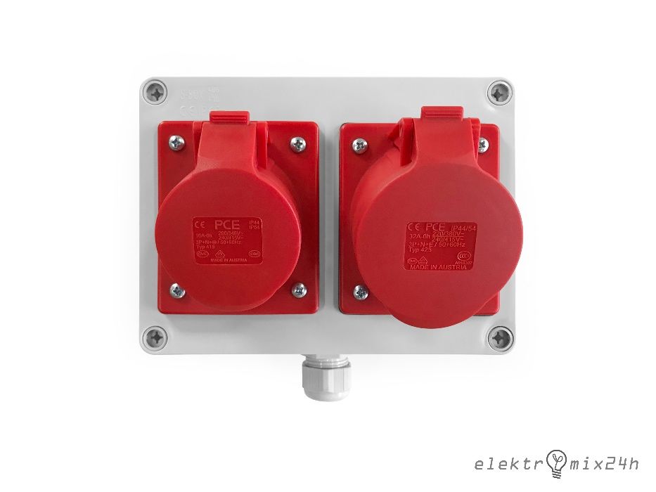 Rozdzielnica elektryczna, gniazda siłowe 1x16A 400V 5P | 1x32A 400V 5P