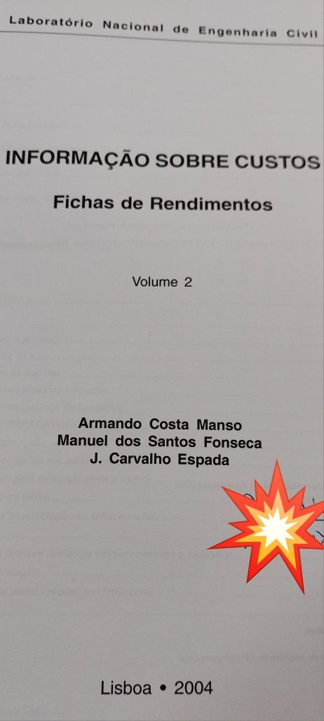 Livro LNEC fichas rendimentos