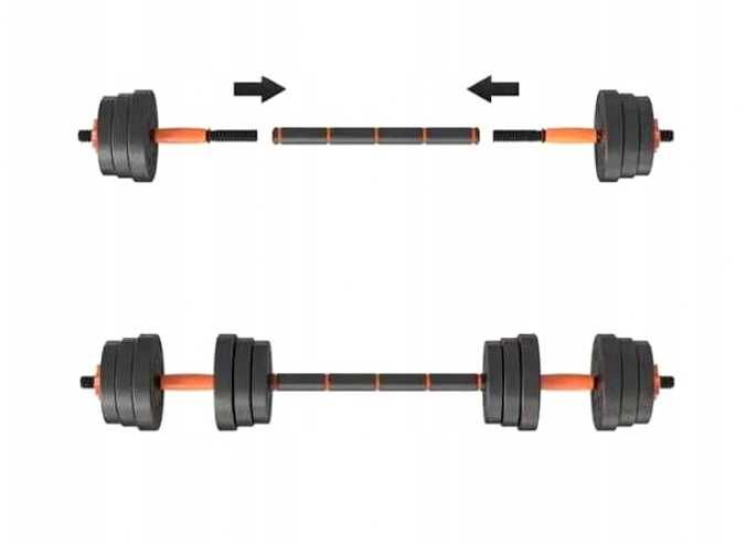 HANTLE BITUMICZNE 2x10kg zestaw hantli regulowane sztanga 20kg