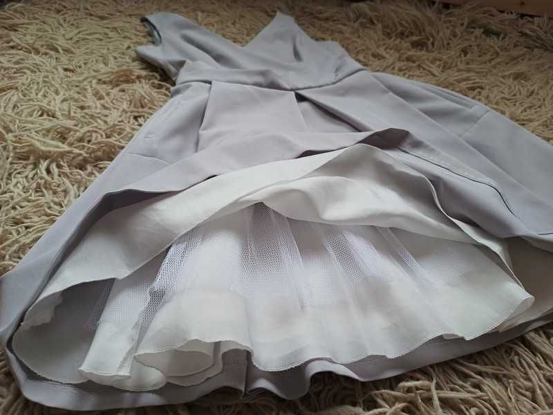 Sukienka koktajlowa tiul kieszenie