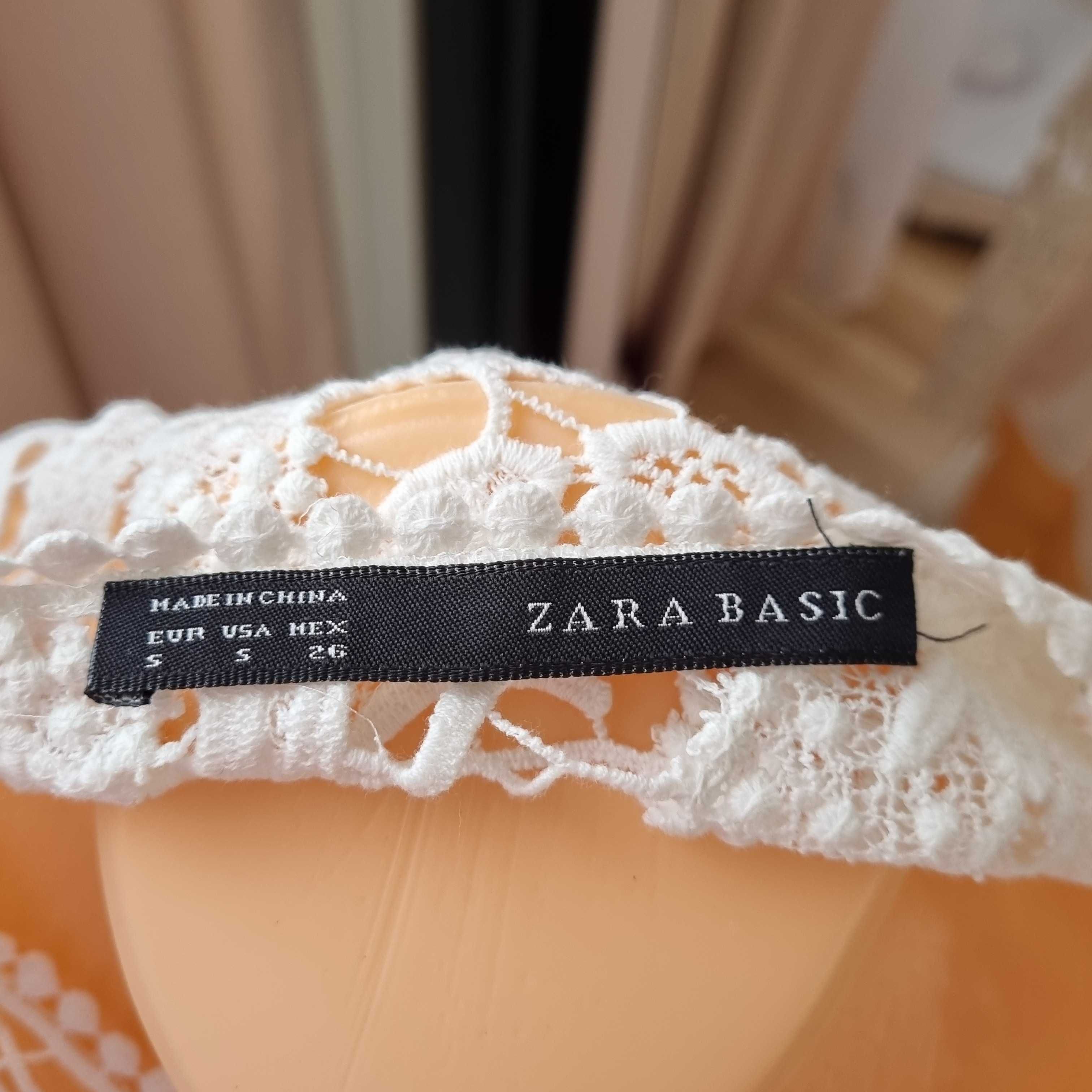 Kobieca bluzka Zara Basic zwiewna koronkowa rozmiar S