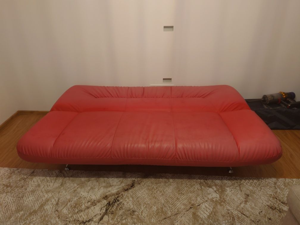 Sofa rozkładana ekoskóra zestaw z fotelami