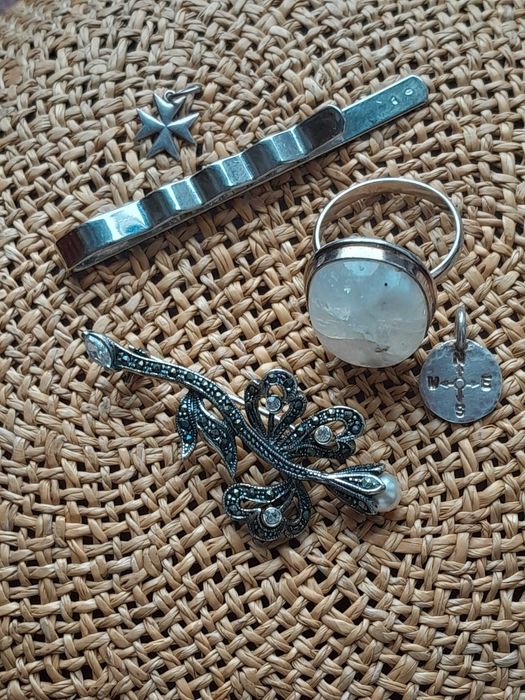 Bizuteria srebrna pierscionki emalia  Cloisonne i ceramika