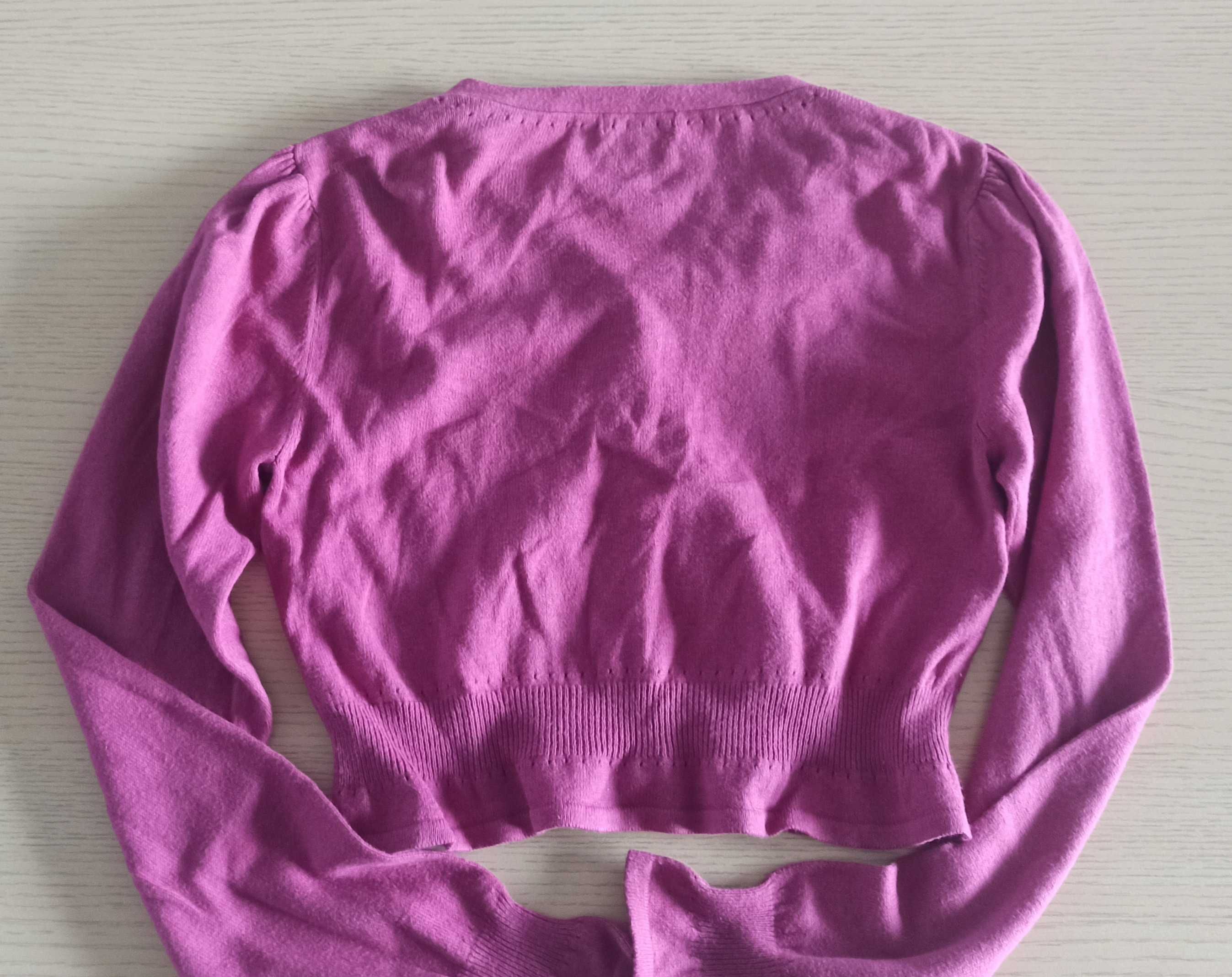 Sweter 146, różowy, rozpinany, dziewczęcy