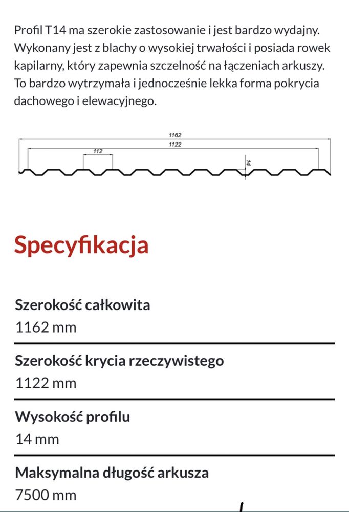 blacha trapezowa T14 T18 T20+ połysk mat