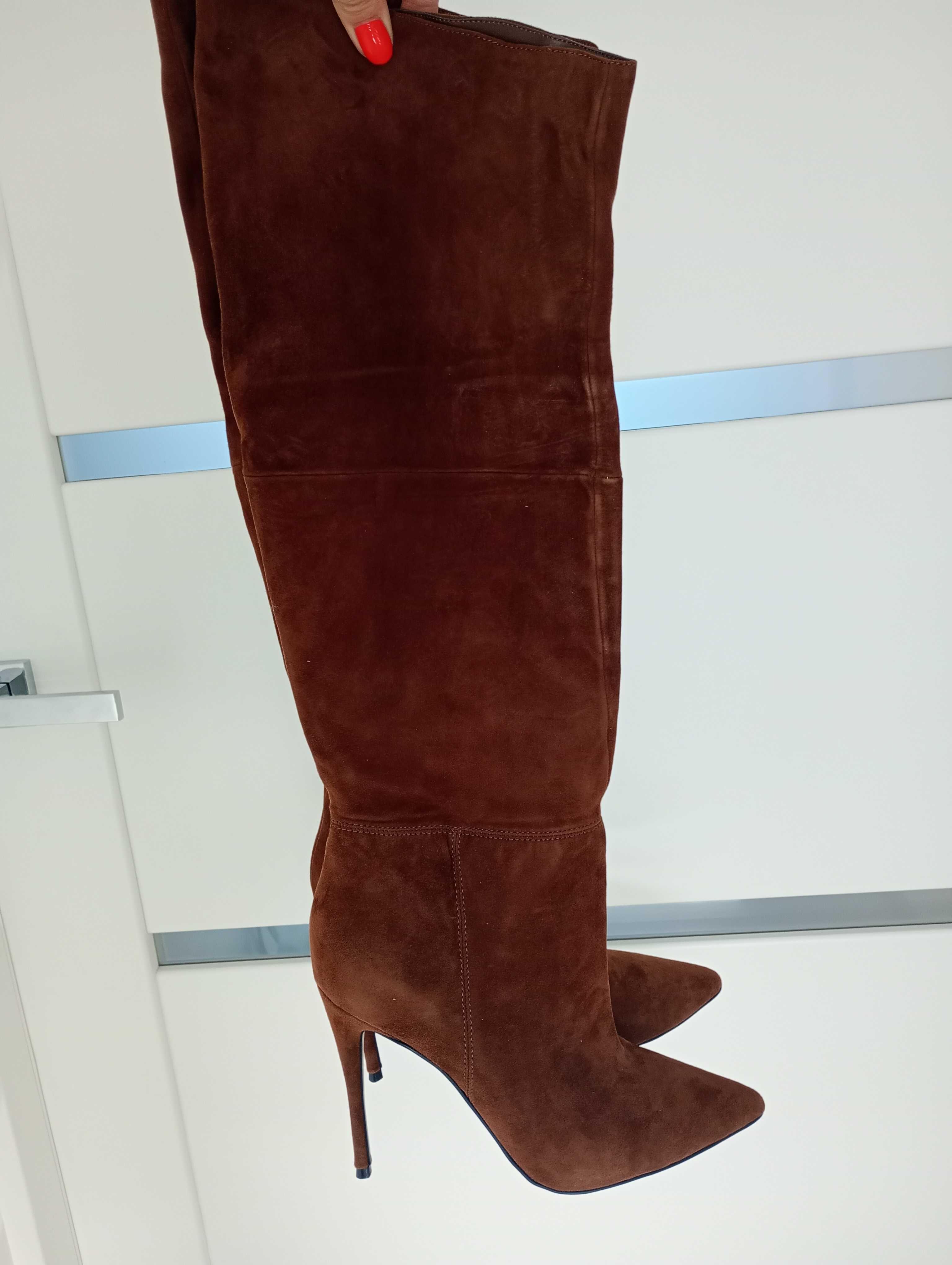 Kozaki r.41 Steve Madden #brązowe szpilki #skóra zamsz #piękne