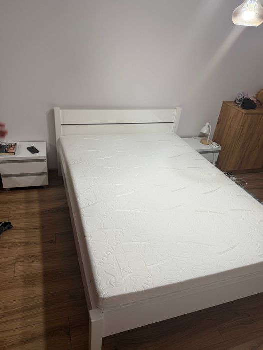 Łóżko dwuosobowe 140x200 AGATA z materacem - KOMPLET Z BODZIO Jak nowy
