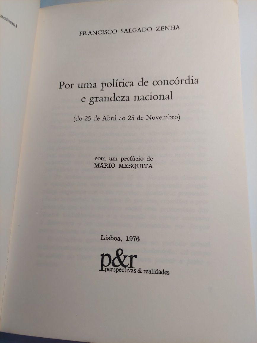 Salgado Zenha por uma política de concórdia grandeza nacional