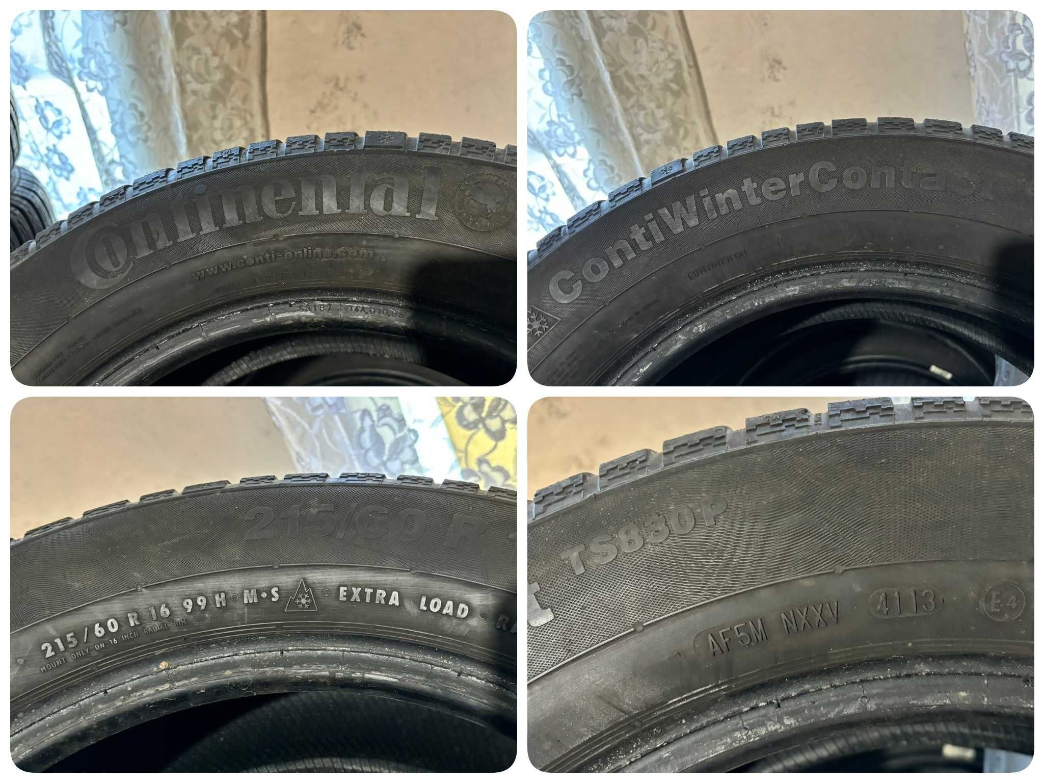 4X Opony Zimowe 215/60R16 99H CONTINENTAL, PIRELLI 5.8MM SPR. CAŁE!