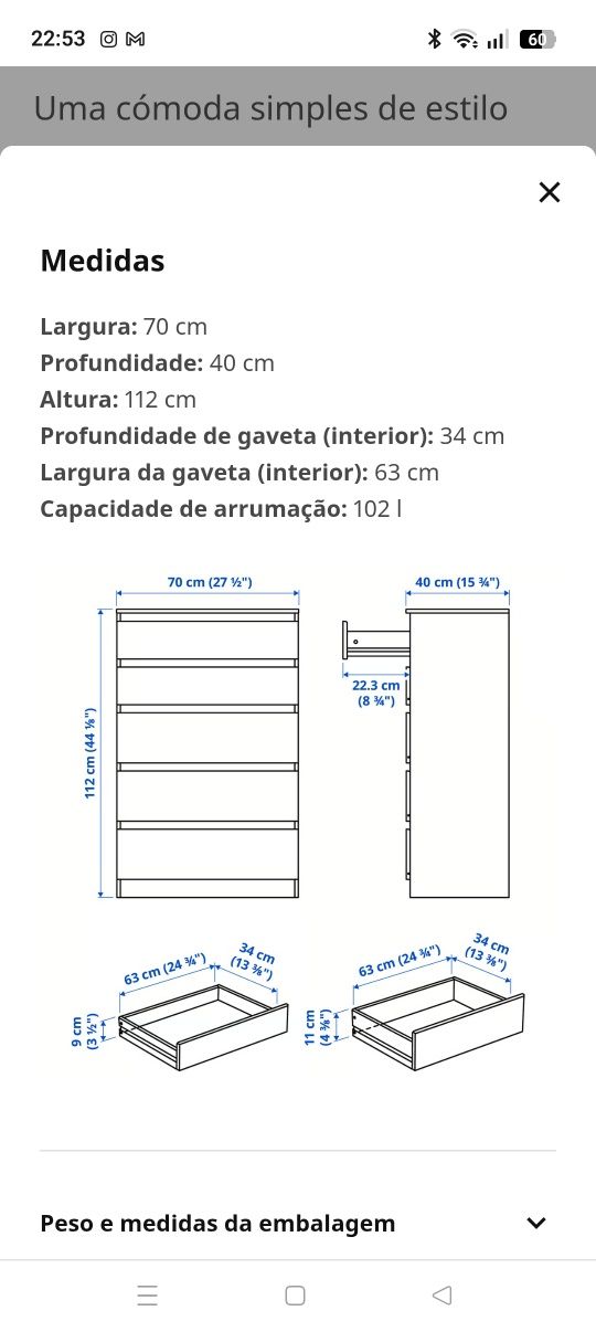 Cómoda Kullen do IKEA preto-castanho