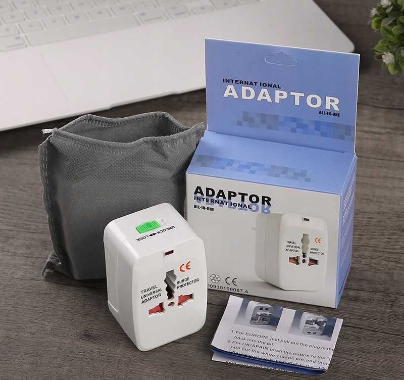 Adapter Podróżny do 150 Krajów Przejściówka wtyczka USA UK PL AUS Etui
