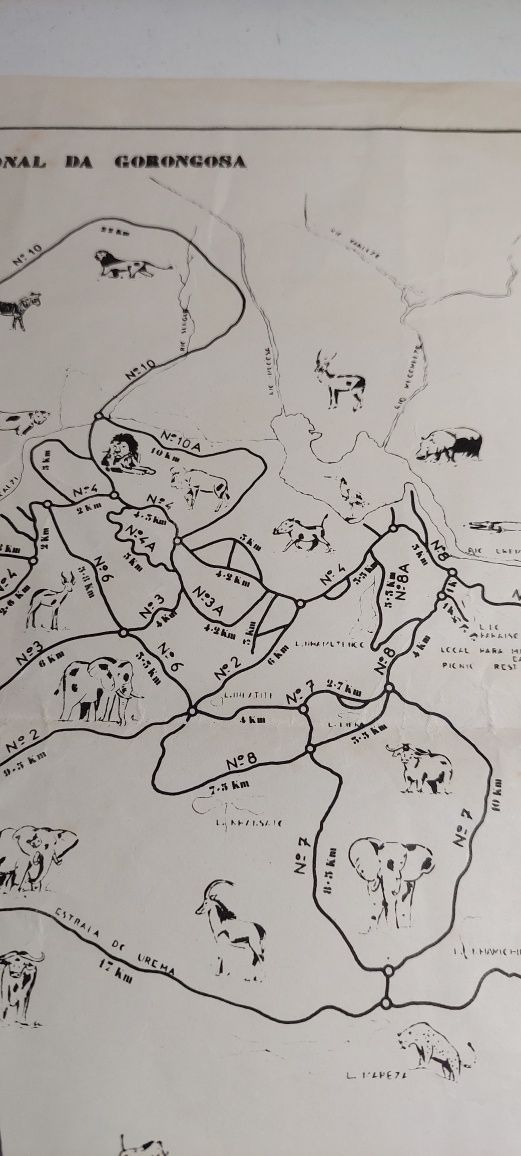 Parque Nacional da Gorongosa, Moçambique | Mapa 1967 RARO