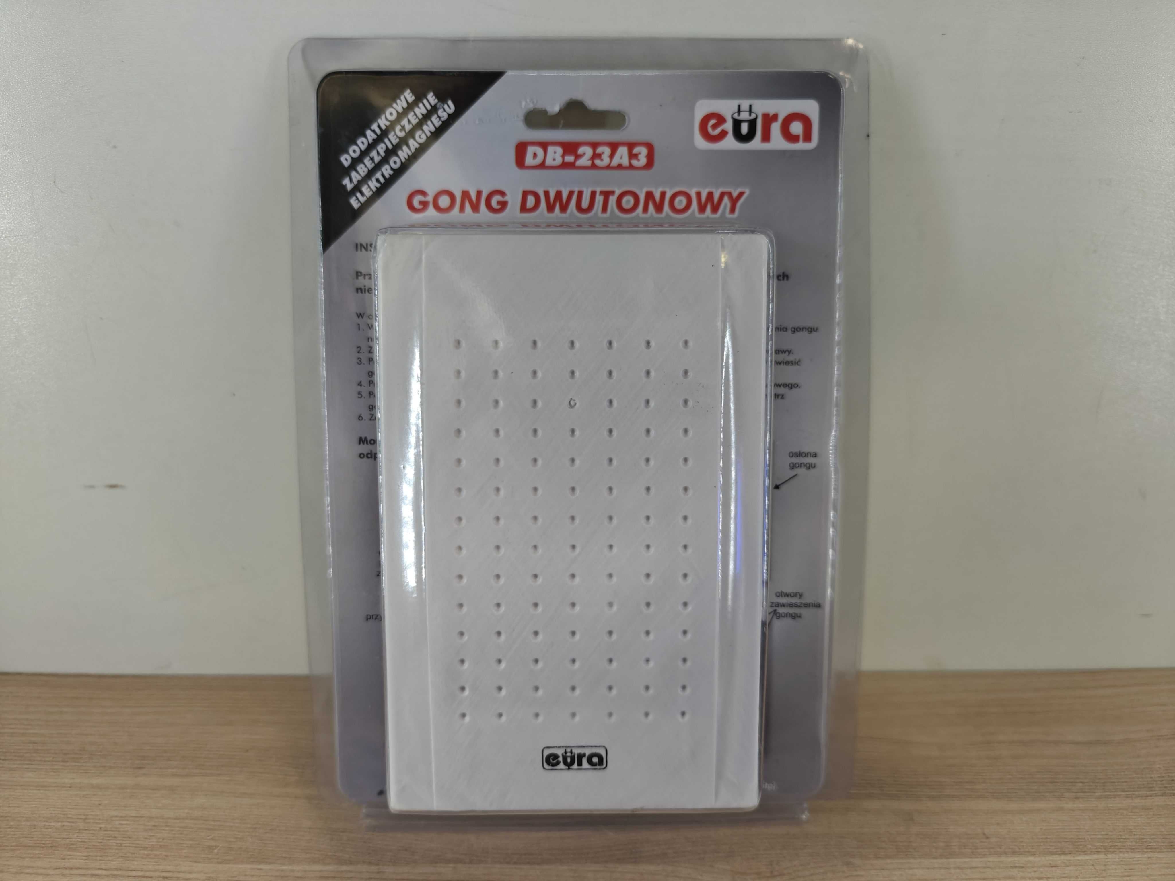 Gong dwutonowy sieciowy wewnętrzny Eura DB-23A3 biały