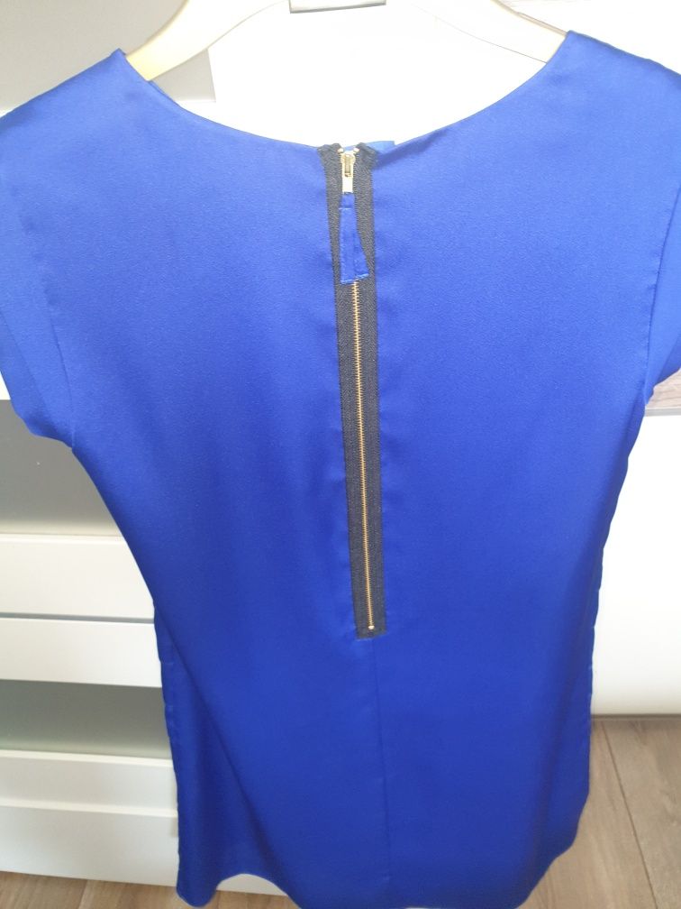 Sukienka elegancka chabrowa i żakiet bialy M 38