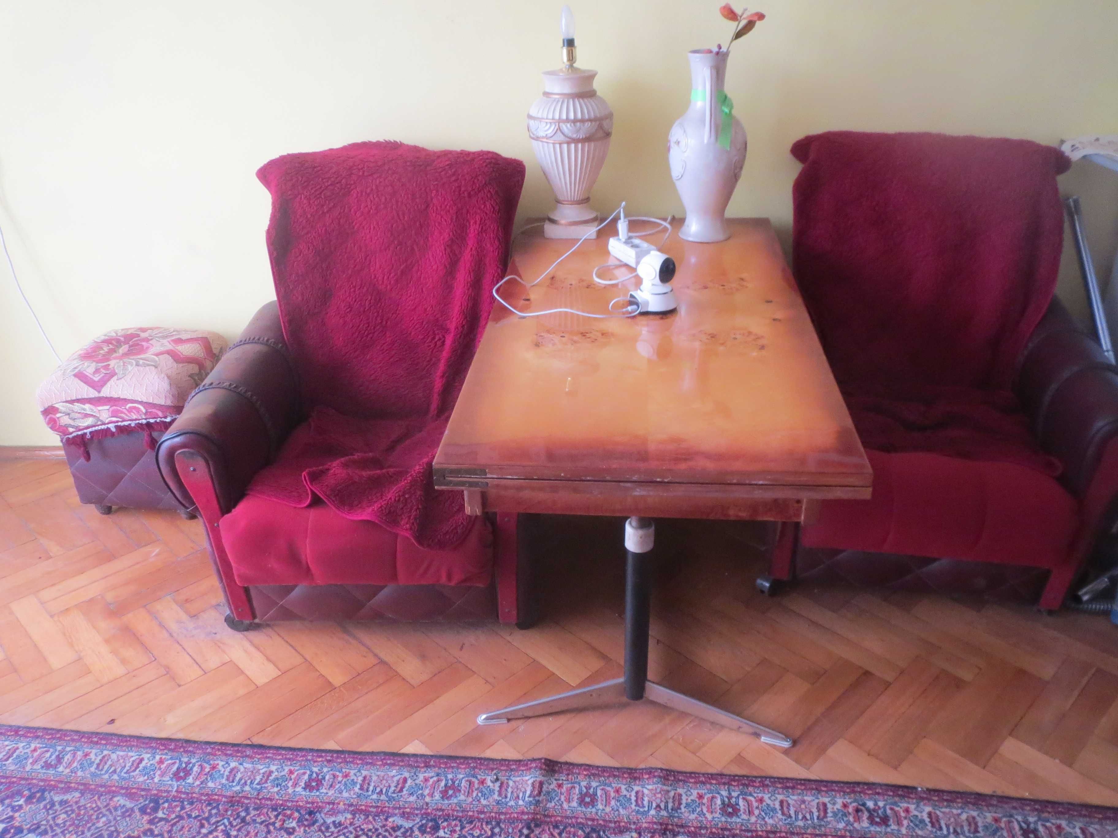 epickie-drewniane meble (z ławą) do salonu - kultowe - CZECZOTA-wiśnia