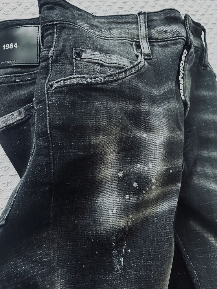Spodnie Dsquared2 czarne damskie przetarcia