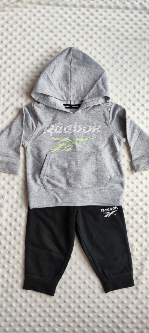 Zestaw Reebok dresik szara bluza z kapturem czarne spodnie 80 9-12