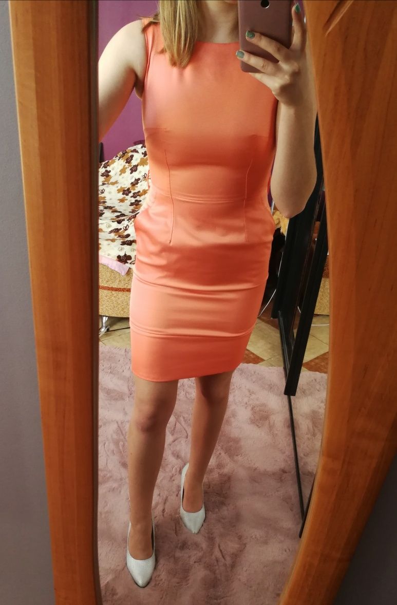 Sukienka ołówkowa pomarańczowa r.36(s)
