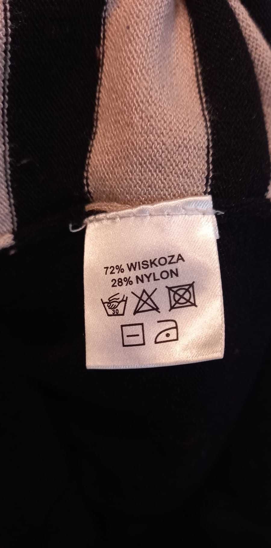 Sukienka Solar XS, dzianinowa, wzór liście, długi rękaw