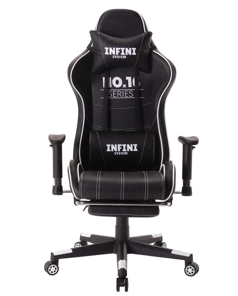 Fotel dla gracza Infini series No.16 Black/White, krzesło do biurka