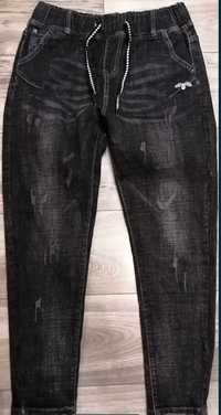 Spodnie jeans czarne cieniowane modne szerokie wiazane mucha!Nowe