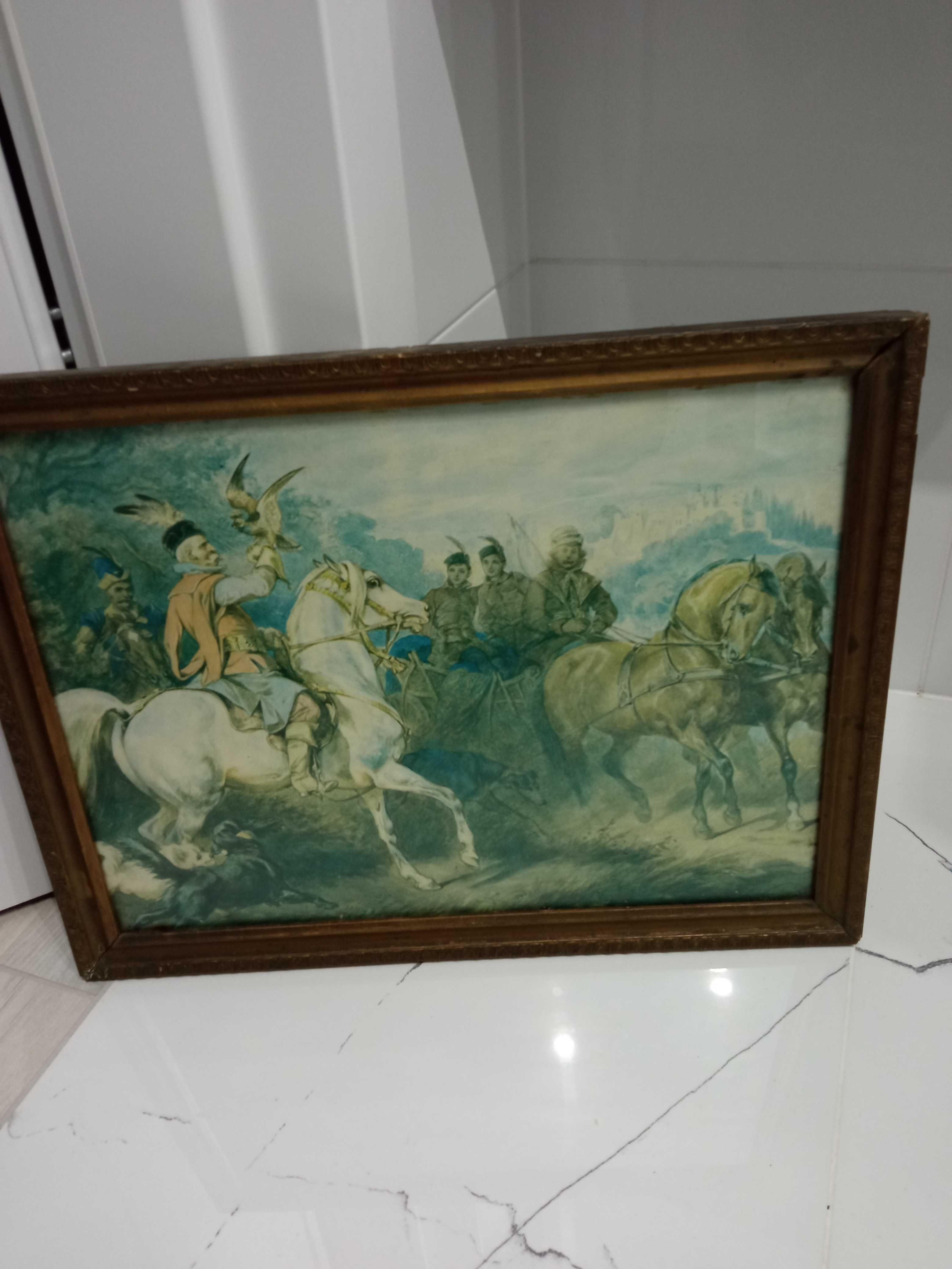 Obraz w pięknej ramie Juliusz Kossak Polowanie z sokołem