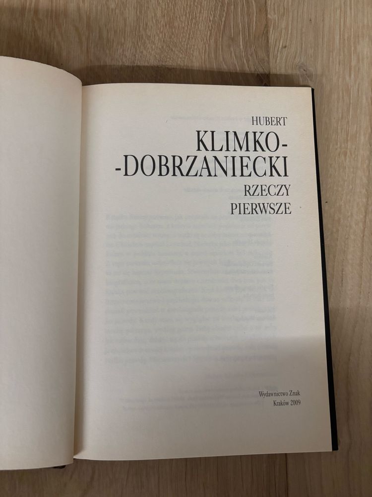 Rzeczy pierwsze - Hubert Klimko - Dobrzaniecki