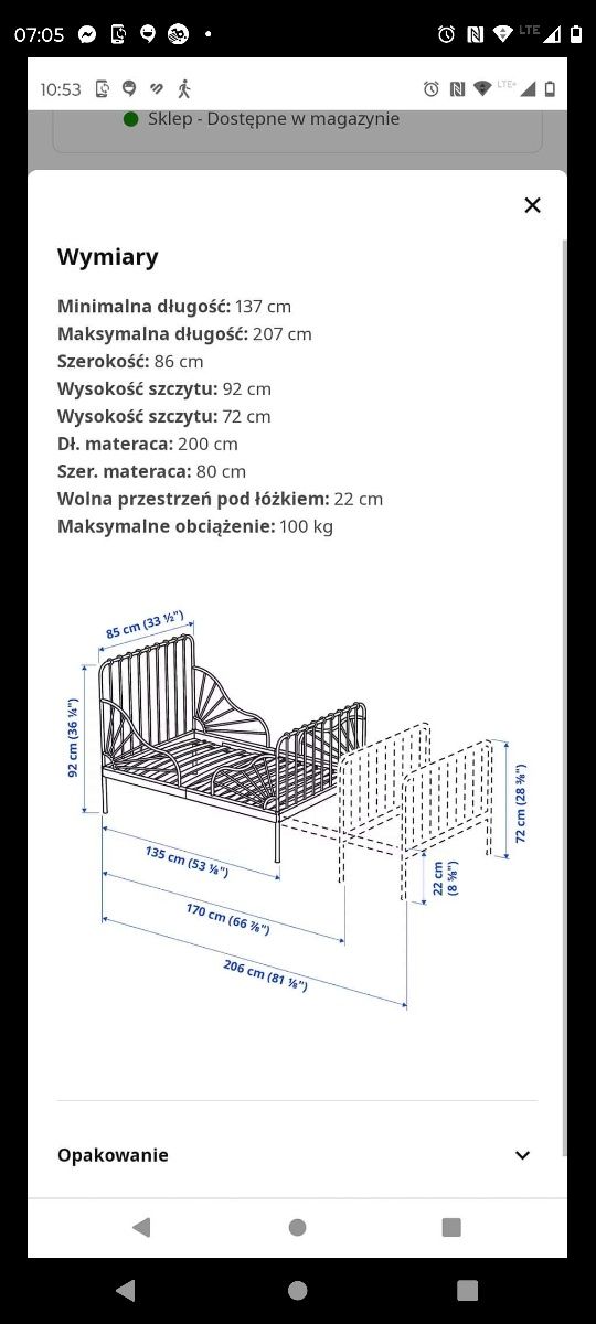 Łóżko dziecięce Ikea rozsuwane