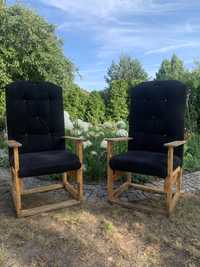 Dwa fotele ogrodowe czarne tapicerowane