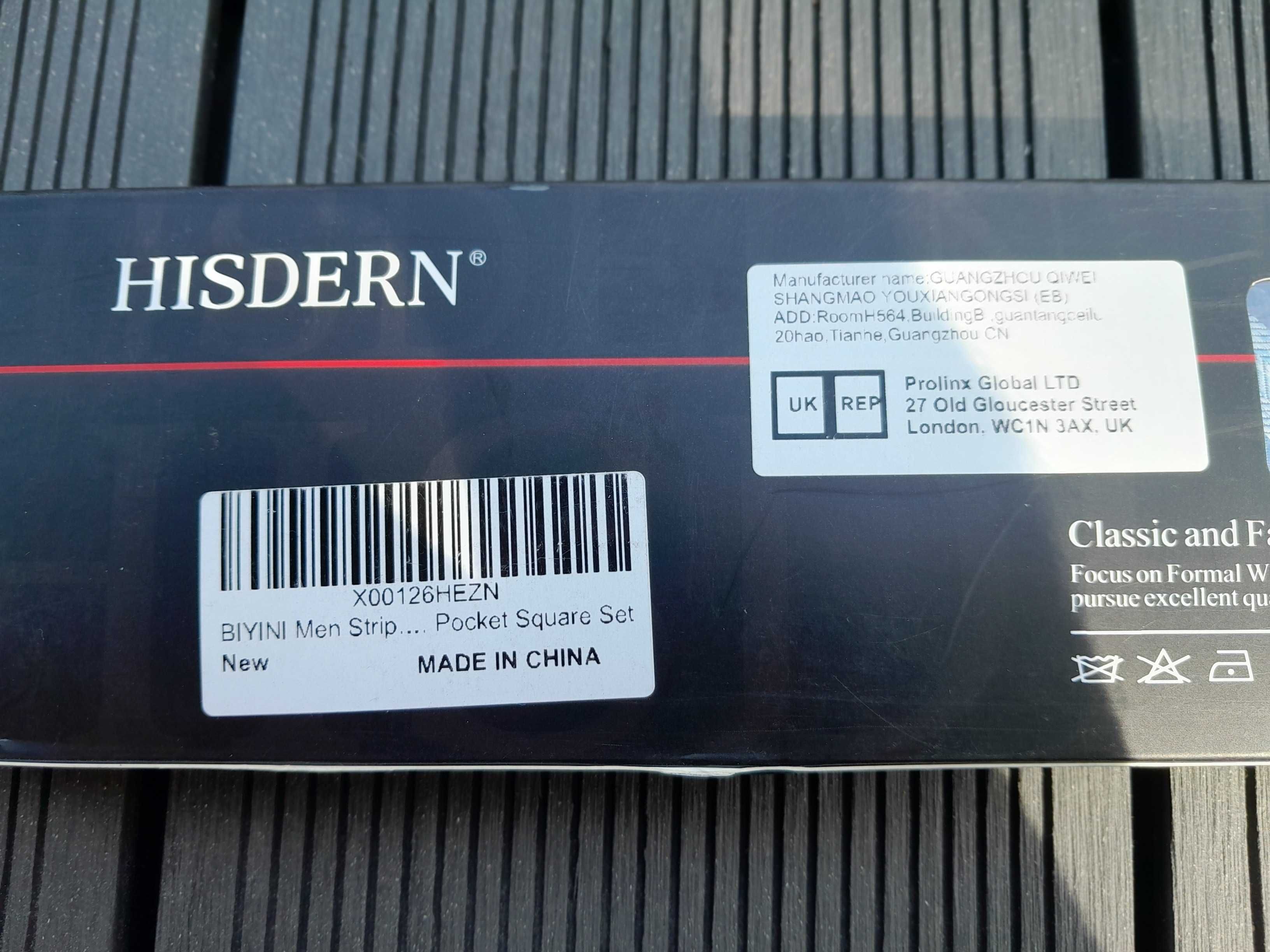 Hisdern zestaw krawat plus poszetka męski nowy outlet