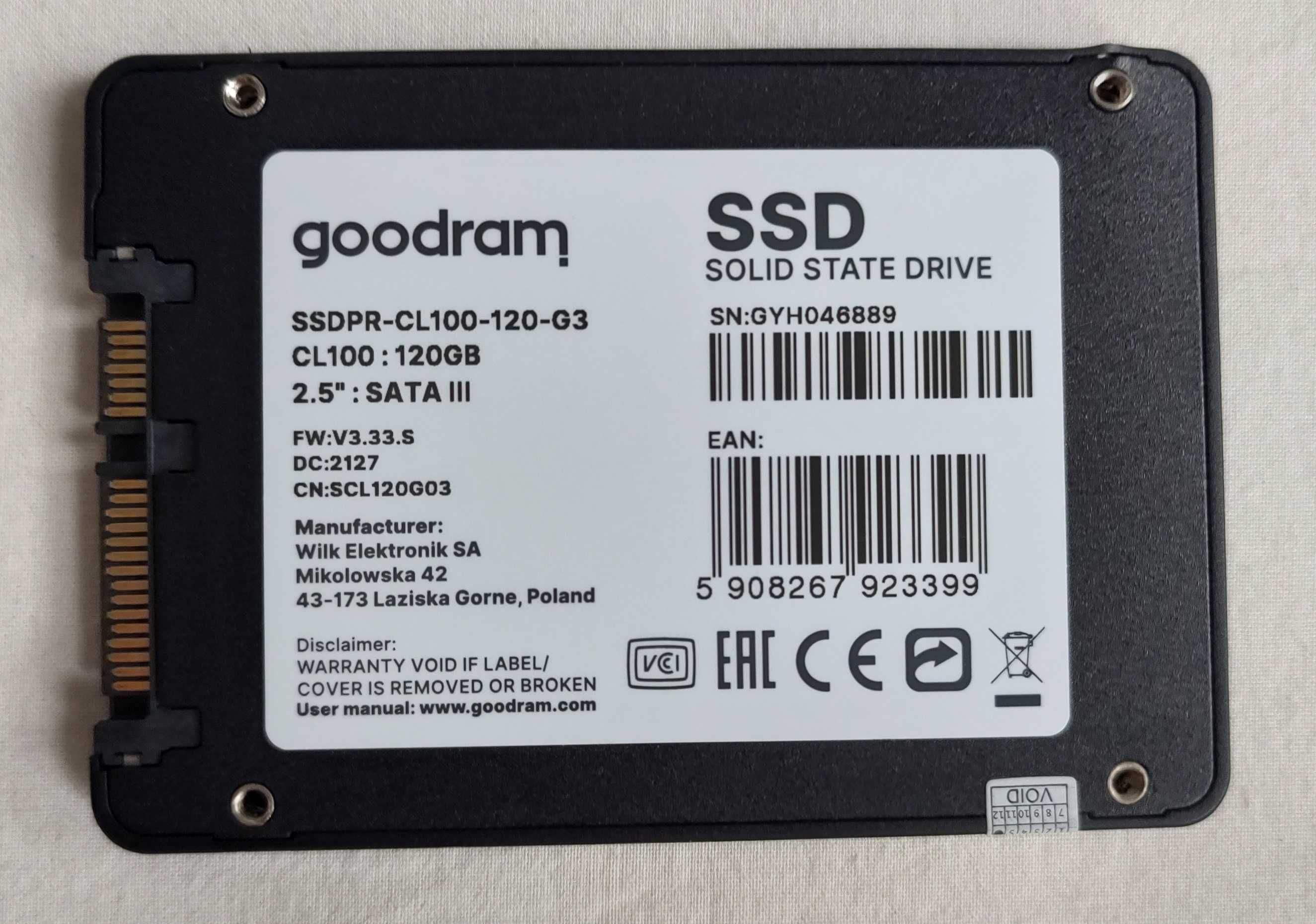 Dysk SSD GOODRAM CL100 120GB +kabel sata