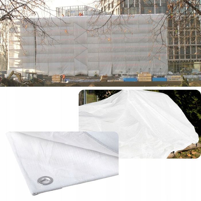 Plandeka biała 2x3m 60g super mocna gruba z oczkami