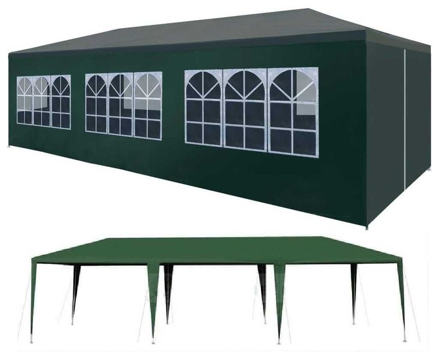 PAWILON NAMIOT ogrodowy CATERINGOWY 3x9m + 8 ścianek biały zielony