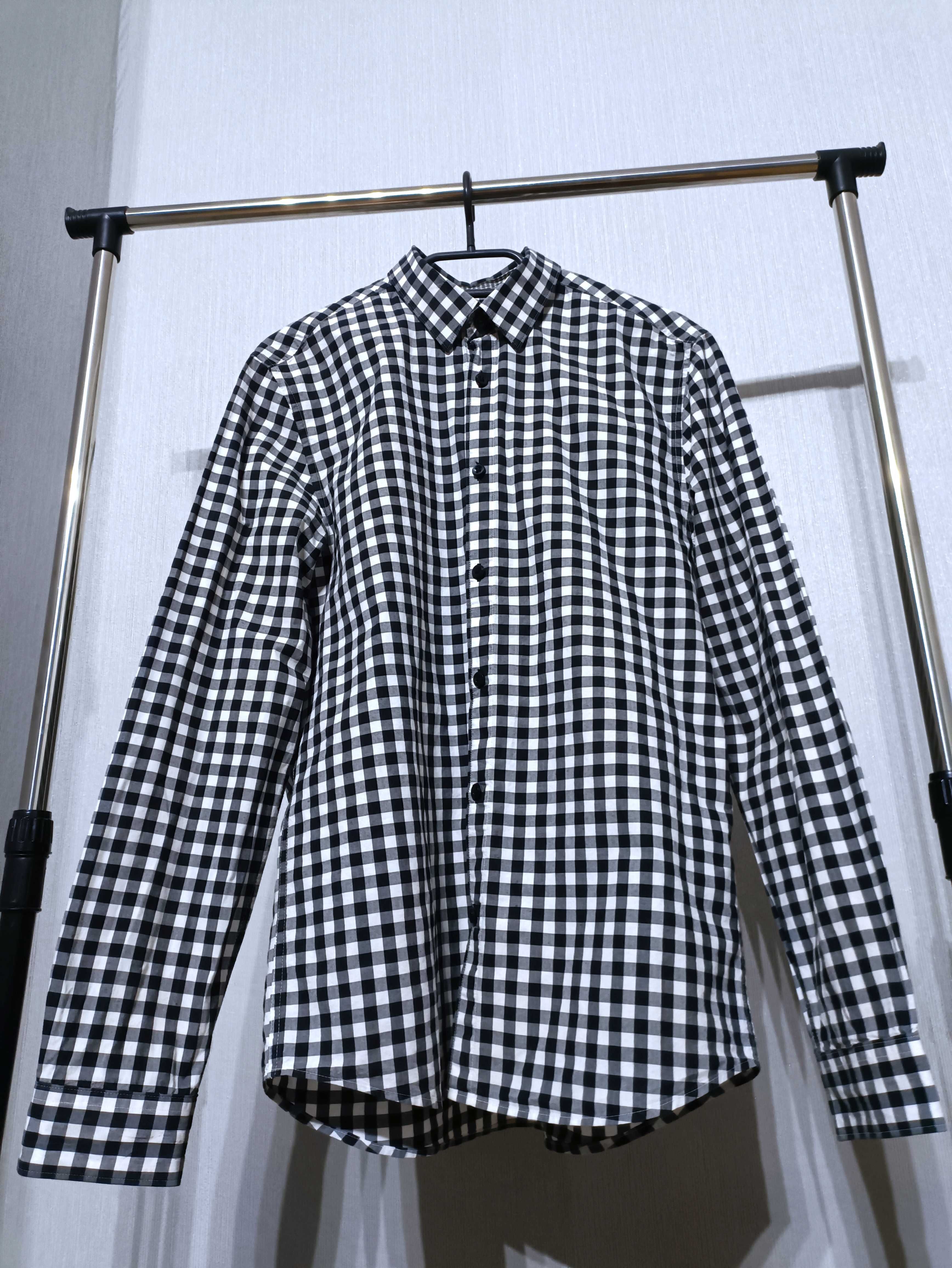 H&M męska koszula biało-czarna w kratkę roz. M stan bardzo dobry.