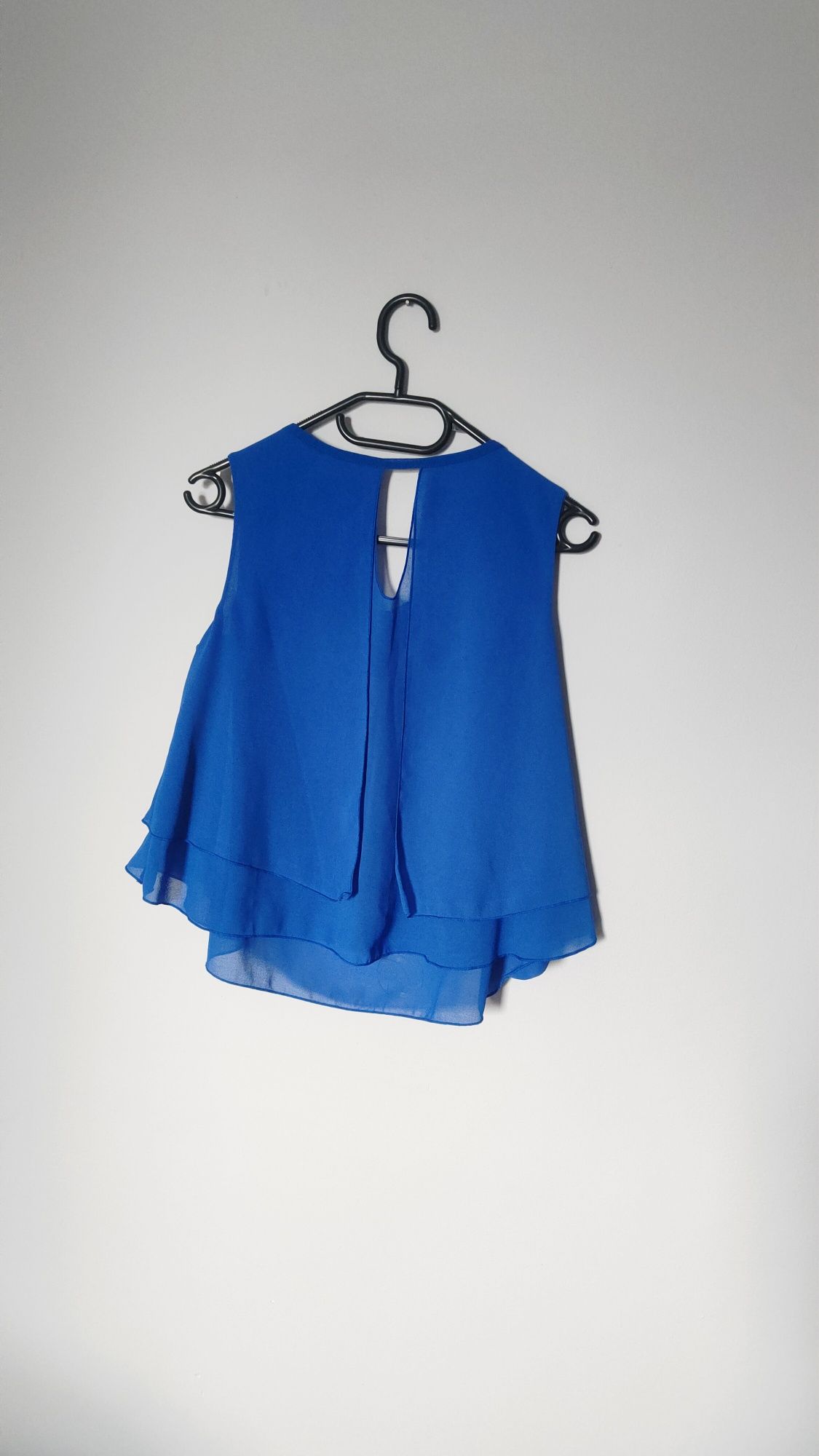 Top zwiewny XS S chabrowy letnia bluzka
