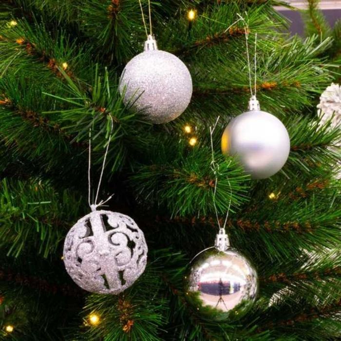 Bombki Choinkowe Plastikowe Nietłukące 100 szt Srebrne Zestaw XL