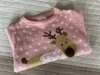 #8 Sweter sweterek dziewczęcy z reniferem różowy r. 104 110