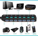 LITZEE Koncentrator USB 3.0 z zasilaczem,7 portów Superspeed USB Hub