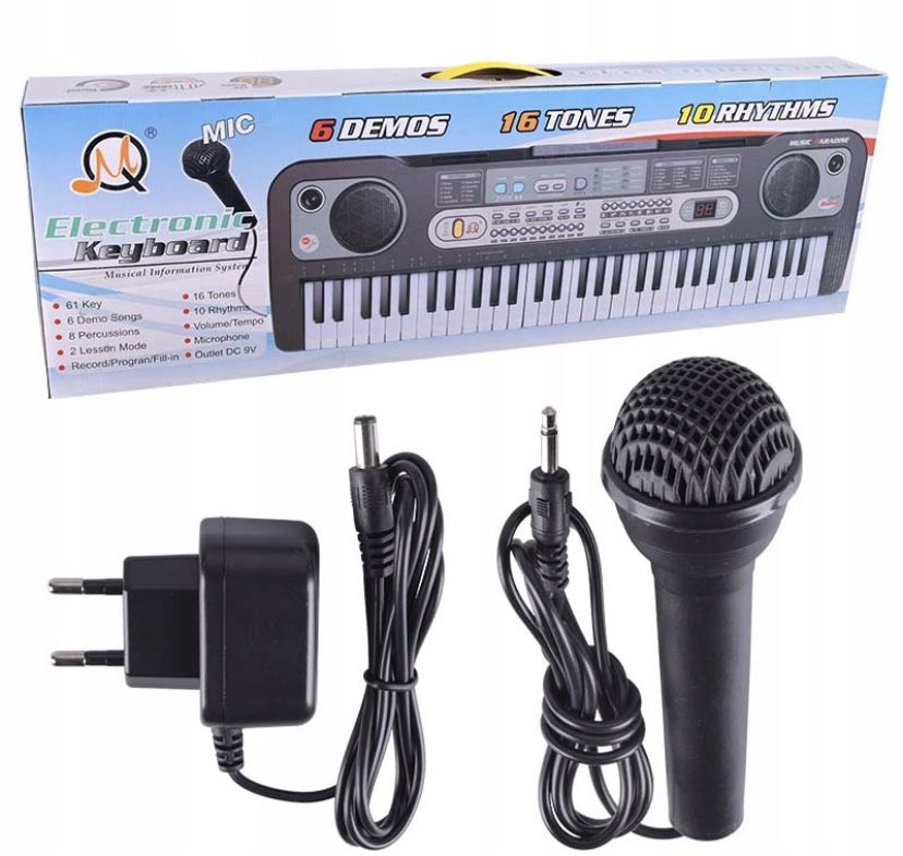 Keyboard Organy Pianino Do Nauki 61 Klawiszy Mikrofon Prezent Dzieci